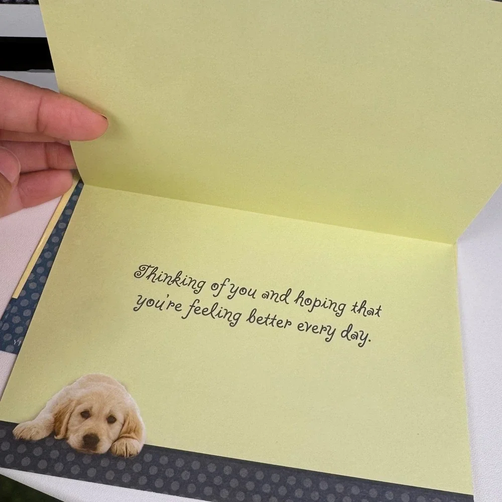 Jane Burton Puppy Get Well Soon Greeting‎ Cards Set of 3 with Envelopes USA Made